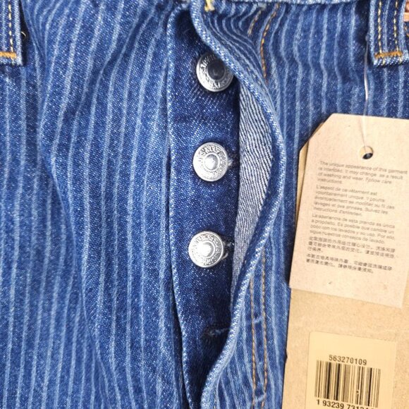NWT Levi's 501 Striped Denim Button Fly Shorts Size 32 Waist - Picture 7 of 14